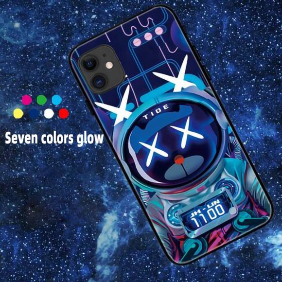 LED Smart Luxury iPhone 13 Series Tempered Glass Cases - Trip To The Moon Design - Picture 4 of 6